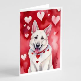 White German Shepherd My Valentine Greeting Cards Pack of 8 Blank Cards with Envelopes Whimsical A7 Size 5x7 Blank Note Cards