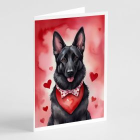 Black German Shepherd My Valentine Greeting Cards Pack of 8 Blank Cards with Envelopes Whimsical A7 Size 5x7 Blank Note Cards