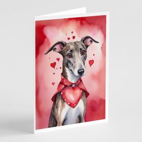 Greyhound My Valentine Greeting Cards Pack of 8 Blank Cards with Envelopes Whimsical A7 Size 5x7 Blank Note Cards