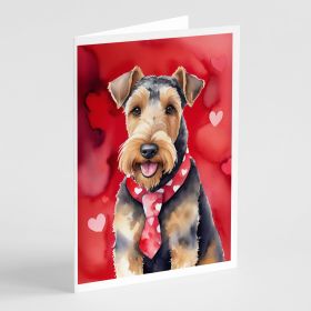 Airedale Terrier My Valentine Greeting Cards Pack of 8 Blank Cards with Envelopes Whimsical A7 Size 5x7 Blank Note Cards