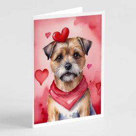 Border Terrier My Valentine Greeting Cards Pack of 8 Blank Cards with Envelopes Whimsical A7 Size 5x7 Blank Note Cards