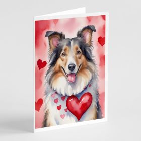 Collie My Valentine Greeting Cards Pack of 8 Blank Cards with Envelopes Whimsical A7 Size 5x7 Blank Note Cards