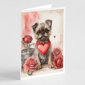 Brussels Griffon Valentine Roses Greeting Cards Pack of 8 Blank Cards with Envelopes Whimsical A7 Size 5x7 Blank Note Cards