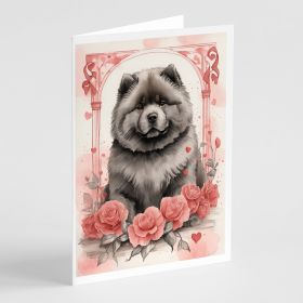 Chow Chow Valentine Roses Greeting Cards Pack of 8 Blank Cards with Envelopes Whimsical A7 Size 5x7 Blank Note Cards