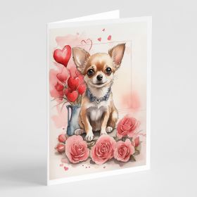 Chihuahua Valentine Roses Greeting Cards Pack of 8 Blank Cards with Envelopes Whimsical A7 Size 5x7 Blank Note Cards