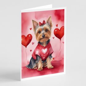 Silky Terrier My Valentine Greeting Cards Pack of 8 Blank Cards with Envelopes Whimsical A7 Size 5x7 Blank Note Cards