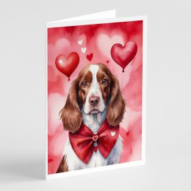 Welsh Springer Spaniel My Valentine Greeting Cards Pack of 8 Blank Cards with Envelopes Whimsical A7 Size 5x7 Blank Note Cards