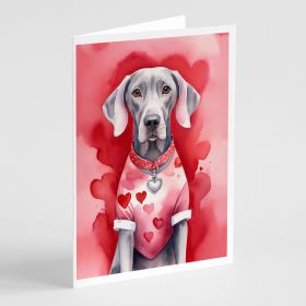 Weimaraner My Valentine Greeting Cards Pack of 8 Blank Cards with Envelopes Whimsical A7 Size 5x7 Blank Note Cards