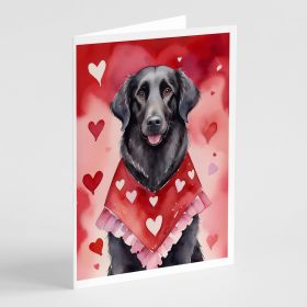 Flat-Coated Retriever My Valentine Greeting Cards Pack of 8 Blank Cards with Envelopes Whimsical A7 Size 5x7 Blank Note Cards