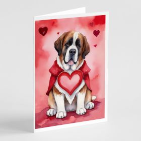 Saint Bernard My Valentine Greeting Cards Pack of 8 Blank Cards with Envelopes Whimsical A7 Size 5x7 Blank Note Cards