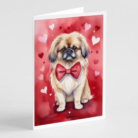 Pekingese My Valentine Greeting Cards Pack of 8 Blank Cards with Envelopes Whimsical A7 Size 5x7 Blank Note Cards