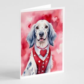 English Setter My Valentine Greeting Cards Pack of 8 Blank Cards with Envelopes Whimsical A7 Size 5x7 Blank Note Cards