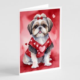 Shih Tzu My Valentine Greeting Cards Pack of 8 Blank Cards with Envelopes Whimsical A7 Size 5x7 Blank Note Cards