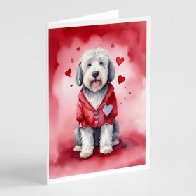 Old English Sheepdog My Valentine Greeting Cards Pack of 8 Blank Cards with Envelopes Whimsical A7 Size 5x7 Blank Note Cards