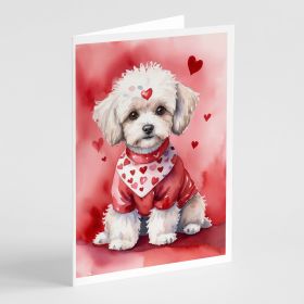 Maltipoo My Valentine Greeting Cards Pack of 8 Blank Cards with Envelopes Whimsical A7 Size 5x7 Blank Note Cards