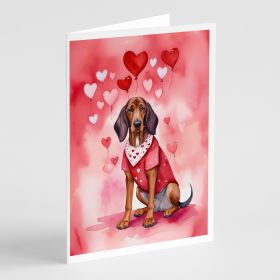 Redbone Coonhound My Valentine Greeting Cards Pack of 8 Blank Cards with Envelopes Whimsical A7 Size 5x7 Blank Note Cards