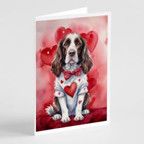 English Springer Spaniel My Valentine Greeting Cards Pack of 8 Blank Cards with Envelopes Whimsical A7 Size 5x7 Blank Note Cards