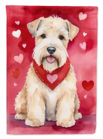 Wheaten Terrier My Valentine House Flag Large Porch Sleeve Pole Decorative Outside Yard Banner Artwork Wall Hanging, Polyester, House Size, Multicolor