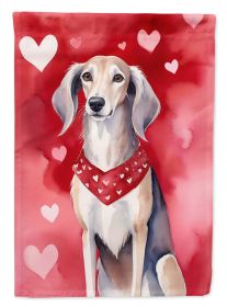 Saluki My Valentine House Flag Large Porch Sleeve Pole Decorative Outside Yard Banner Artwork Wall Hanging, Polyester, House Size, Multicolor