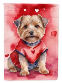 Norfolk Terrier My Valentine House Flag Large Porch Sleeve Pole Decorative Outside Yard Banner Artwork Wall Hanging, Polyester, House Size, Multicolor