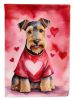 Welsh Terrier My Valentine House Flag Large Porch Sleeve Pole Decorative Outside Yard Banner Artwork Wall Hanging, Polyester, House Size, Multicolor