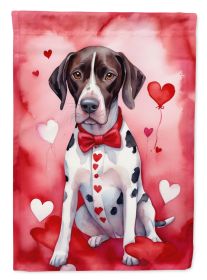 Pointer My Valentine House Flag Large Porch Sleeve Pole Decorative Outside Yard Banner Artwork Wall Hanging, Polyester, House Size, Multicolor