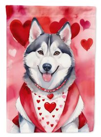 Siberian Husky My Valentine House Flag Large Porch Sleeve Pole Decorative Outside Yard Banner Artwork Wall Hanging, Polyester, House Size, Multicolor