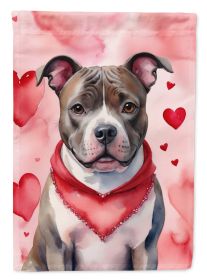 Staffordshire Bull Terrier My Valentine House Flag Large Porch Sleeve Pole Decorative Outside Yard Banner Artwork Wall Hanging, Polyester, House Size