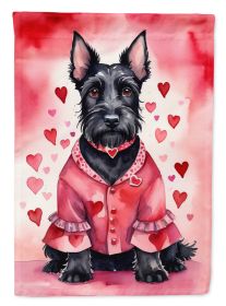 Scottish Terrier My Valentine House Flag Large Porch Sleeve Pole Decorative Outside Yard Banner Artwork Wall Hanging, Polyester, House Size