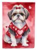 Shih Tzu My Valentine House Flag Large Porch Sleeve Pole Decorative Outside Yard Banner Artwork Wall Hanging, Polyester, House Size, Multicolor