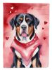 Greater Swiss Mountain Dog My Valentine House Flag Large Porch Sleeve Pole Decorative Outside Yard Banner Artwork Wall Hanging, Polyester, House Size