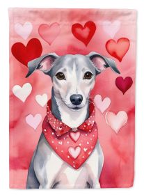 Whippet My Valentine House Flag Large Porch Sleeve Pole Decorative Outside Yard Banner Artwork Wall Hanging, Polyester, House Size, Multicolor