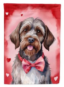 Wirehaired Pointing Griffon My Valentine House Flag Large Porch Sleeve Pole Decorative Outside Yard Banner Artwork Wall Hanging, Polyester, House Size