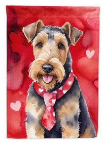 Airedale Terrier My Valentine House Flag Large Porch Sleeve Pole Decorative Outside Yard Banner Artwork Wall Hanging, Polyester, House Size