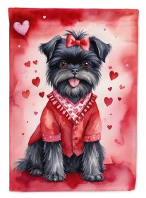 Affenpinscher My Valentine House Flag Large Porch Sleeve Pole Decorative Outside Yard Banner Artwork Wall Hanging, Polyester, House Size, Multicolor