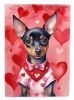 Miniature Pinscher My Valentine House Flag Large Porch Sleeve Pole Decorative Outside Yard Banner Artwork Wall Hanging, Polyester, House Size