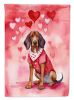 Redbone Coonhound My Valentine House Flag Large Porch Sleeve Pole Decorative Outside Yard Banner Artwork Wall Hanging, Polyester, House Size