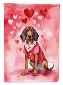 Redbone Coonhound My Valentine House Flag Large Porch Sleeve Pole Decorative Outside Yard Banner Artwork Wall Hanging, Polyester, House Size