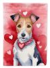 Fox Terrier My Valentine House Flag Large Porch Sleeve Pole Decorative Outside Yard Banner Artwork Wall Hanging, Polyester, House Size, Multicolor