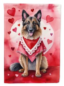 Belgian Tervuren My Valentine House Flag Large Porch Sleeve Pole Decorative Outside Yard Banner Artwork Wall Hanging, Polyester, House Size