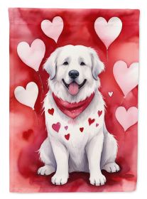 Great Pyrenees My Valentine House Flag Large Porch Sleeve Pole Decorative Outside Yard Banner Artwork Wall Hanging, Polyester, House Size, Multicolor