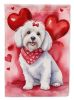 Coton de Tulear My Valentine House Flag Large Porch Sleeve Pole Decorative Outside Yard Banner Artwork Wall Hanging, Polyester, House Size, Multicolor