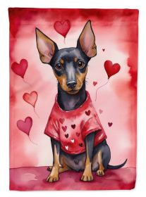 Manchester Terrier My Valentine House Flag Large Porch Sleeve Pole Decorative Outside Yard Banner Artwork Wall Hanging, Polyester, House Size