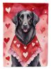 Flat-Coated Retriever My Valentine House Flag Large Porch Sleeve Pole Decorative Outside Yard Banner Artwork Wall Hanging, Polyester, House Size