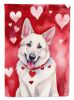 White German Shepherd My Valentine House Flag Large Porch Sleeve Pole Decorative Outside Yard Banner Artwork Wall Hanging, Polyester, House Size