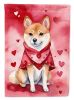 Shiba Inu My Valentine House Flag Large Porch Sleeve Pole Decorative Outside Yard Banner Artwork Wall Hanging, Polyester, House Size, Multicolor