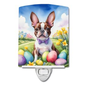 NEW Boston Terrier Easter Egg Hunt Ceramic Night Light Compact, UL-Certified, Ideal for Bedroom, Bathroom, Nursery, Hallway, Kitchen, 6x4x3