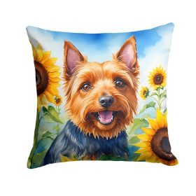 Australian Terrier in Sunflowers Throw Pillow Machine Washable, Indoor Outdoor Decorative Pillow for Couch, Bed or Patio, 14Hx14W