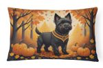 Autumn Leaves Throw Pillow Throw Pillow for Indoor Couch Bed Outdoor Patio Washable, Cairn Terrier Black,12Hx16W