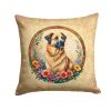 Anatolian Shepherd Dog and Flowers Throw Pillow Machine Washable, Indoor Outdoor Decorative Pillow for Couch, Bed or Patio, 14Hx14W